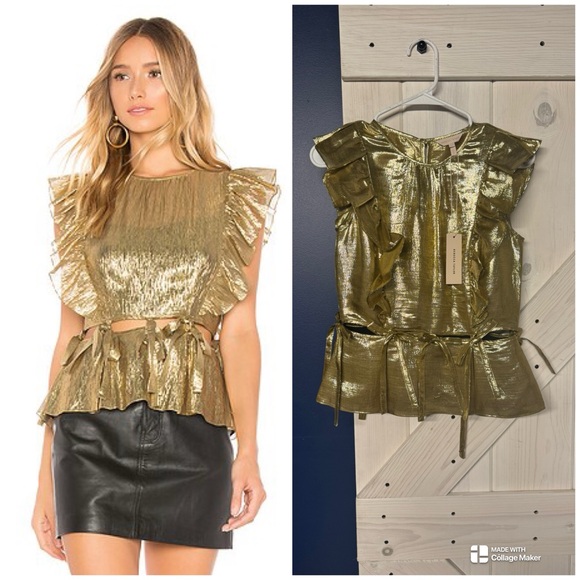 Rebecca Taylor Tops - Rebecca Taylor Gold Metallic Eyelet Top New Size XS